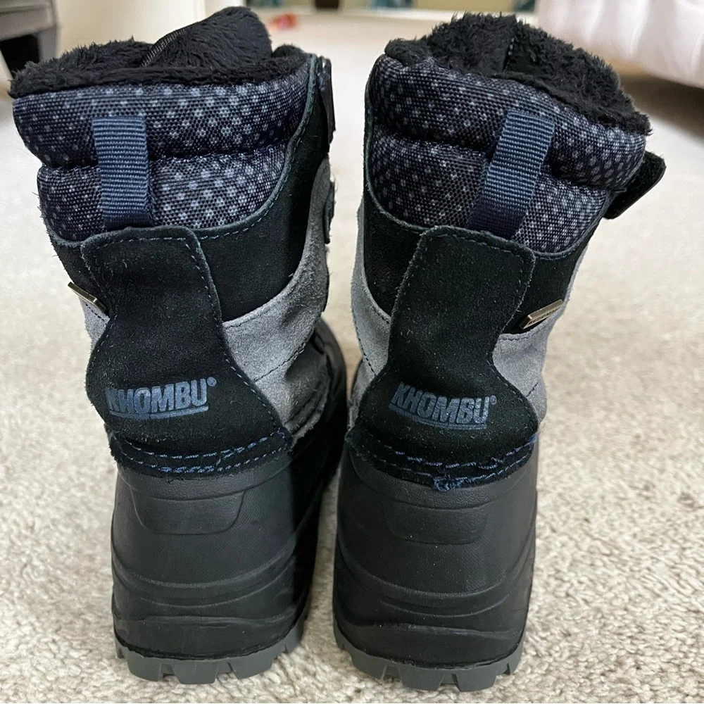 Khombu Snowtracker Waterproof Black and Gray Winter Boots Suede UpperBoys 13